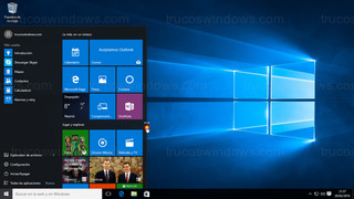 Windows 10 - Menú de inicio ajuste horizontal mínimo