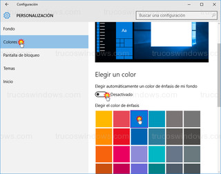 Windows 10 - Personalización - color de fondo