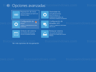 Entorno de recuperación de Windows (WinRE) - Configuración de inicio