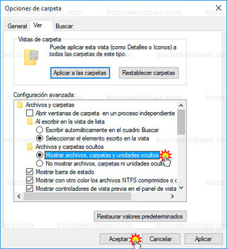 Windows 10 - Mostrar archivos, carpetas y unidades ocultos