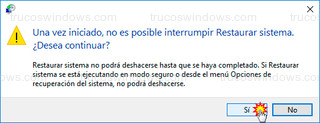 Windows 10 - No es posible interrumpir restaurar sistema