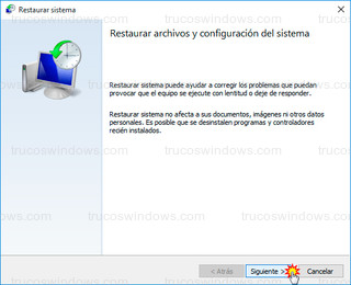 Windows 10 - Restaurar sistema Wizard