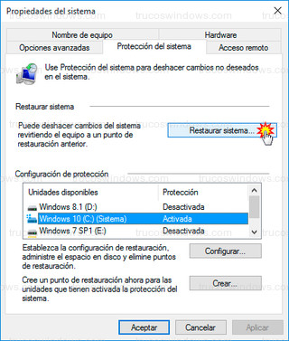 Windows 10 - Restaurar sistema...