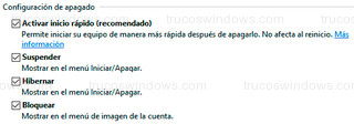 Windows 10 - Activar inicio rápido