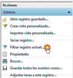 Windows 10 - Filtrar registros del sistema