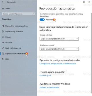 Windows 10 - Reproducción automática