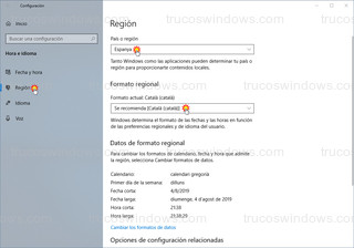 Windows 10 - Formato regional