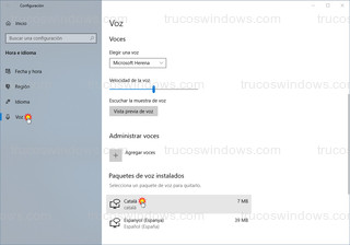 Voz - Paquetes de voz instalados