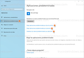 Windows 10 - Aplicaciones predeterminadas