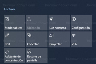 Windows 10 - Acciones rápidas del centro de actividades