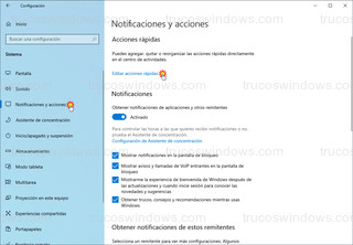 Windows 10 - Notificaciones y acciones > Editar acciones rápidas