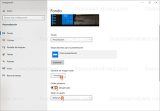 Windows 10 - Opciones de configuración para el modo presentación