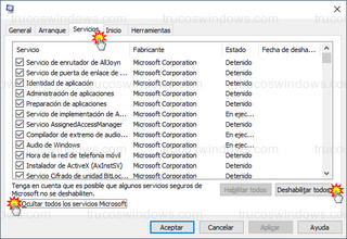 Windows 10 - Configuración del sistema > Servicios