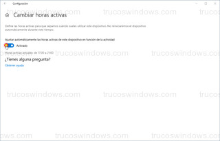 Cambiar horas activas - Ajustar automáticamente las horas activas