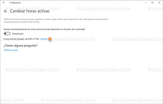 Windows 10 - Cambiar horas activas actuales