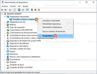 Administrador de dispositivos - Propiedades del adaptador de pantalla