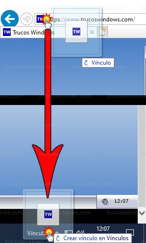 Navegador web - Arrastrar web a vínculos