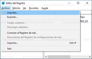 Editor del Registro - Importar...
