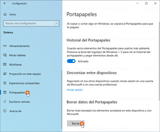 Portapapeles - Borrar datos del Portapapeles