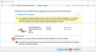Espacios de almacenamiento - Agregar unidad