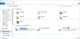 Explorador de archivos - Nueva unidad Datos e: