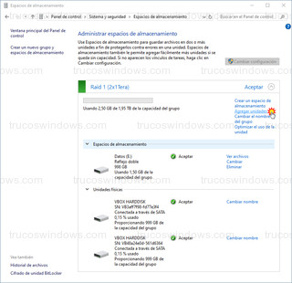 Espacios de almacenamiento - Agregar unidades