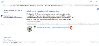 Espacios de almacenamiento - Crear un nuevo grupo y espacios de almacenamiento