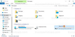 Explorador de archivos - Unidad Datos de 1 Tera