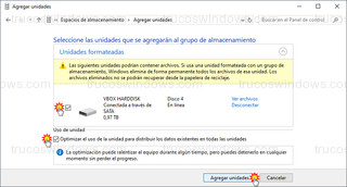 Unidades que se agregarán al grupo de almacenamiento - Agregar unidades al grupo