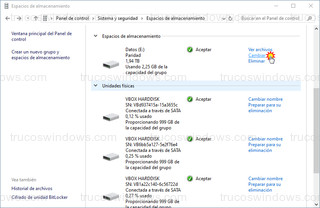 Espacios de almacenamiento - Cambiar espacio de almacenamiento