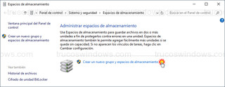 Espacios de almacenamiento - Crear un nuevo grupo y espacios de almacenamiento