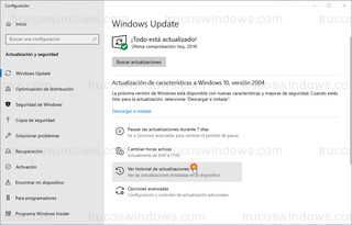 Windows Update - Ver historial de actualizaciones