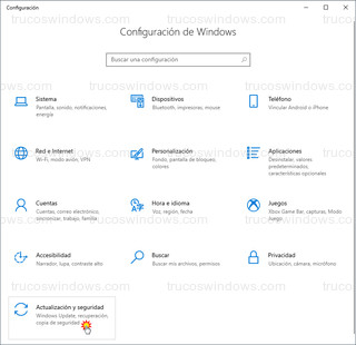 Configuración de Windows 10 - Actualización y seguridad