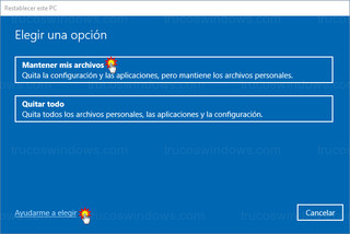 Restablecer este PC - Mantener mis archivos