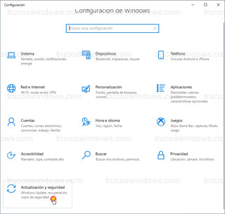 Windows 10 configuración - Actualización y seguridad