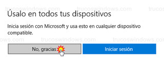 Iniciar sesión con Microsoft - No, gracias