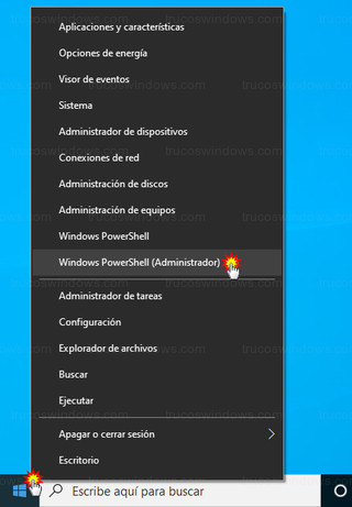 Windows 10 - Windows PowerShell (administrador)
