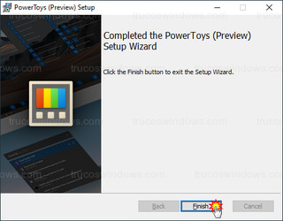 PowerToys (preview) Setup - Finalizada instalación