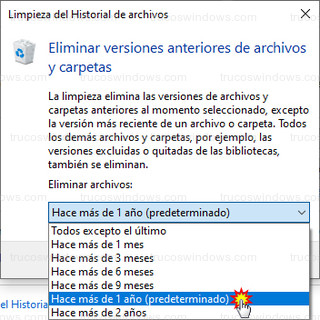 Limpieza del historial de archivos - Eliminar versiones anteriores