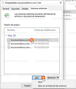 Versiones anteriores - Abrir