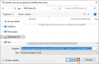 Guardar clave de recuperación de BitLocker como - Clave de recuperación de BitLocker B64E14F6