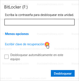 BitLocker - Escribir clave de recuperación