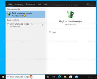Windows 10 - Elegir un plan de energía