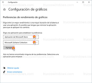 Configuración de gráficos - Aplicación de Microsoft Store