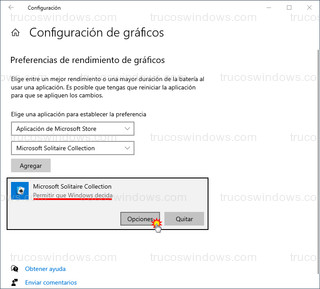 Configuración de gráficos - Permitir que Windows decida