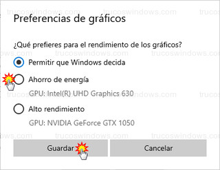 Preferencias de gráficos - Rendimiento de los gráficos