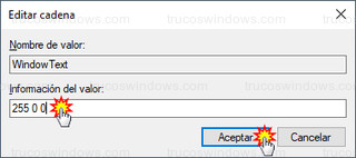 Editar cadena - Nombre de valor Window Text