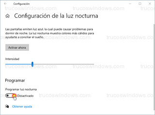 Configuración de la luz nocturna - Programar luz nocturna