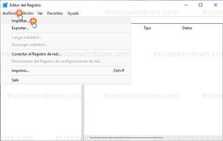 Editor del registro - Archivo > Importar...