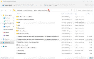 Explorador de archivos - C:\System Volume Information